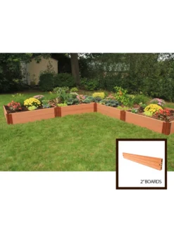 Classic Sienna Raised Garden Bed "L" Shaped With 2" Boards -Deals The Garden & Yard Store 8588255 01v sienna composite raised garden bed 2 inch l shaped