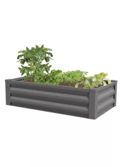 Powder-Coated Metal Raised Garden Bed, 24" X 48" -Deals The Garden & Yard Store 8599393 03 powder coated metal raised garden bed 24x50 gray