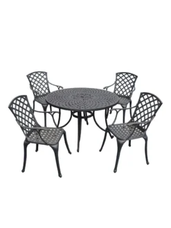 Crosley Sedona Five-Piece Outdoor Dining Set With High Back Armchairs -Deals The Garden & Yard Store 8599666 01v crosley sedona five piece outdoor dining set with high back arm chairs 48 inch black