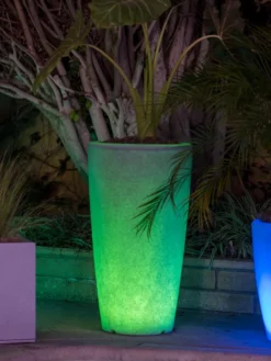 Solar Illuminated Planter Tall Granite, 32" -Deals The Garden & Yard Store 8600183 0683 tif