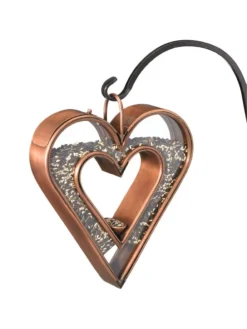 Fly-Thru™ Bird Feeder With Copper Finish -Deals The Garden & Yard Store 8600193 05v fly thru bird feeder with copper finish heart