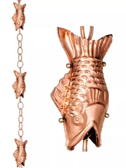 Fish Pure Copper Rain Chain, 8.5' -Deals The Garden & Yard Store 8600209 03V tif