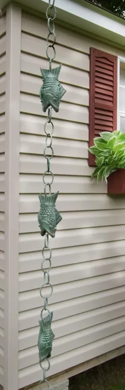 Fish Pure Copper Rain Chain, 8.5' -Deals The Garden & Yard Store 8600209 04V tif