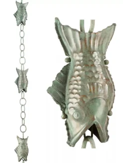 Fish Pure Copper Rain Chain, 8.5' -Deals The Garden & Yard Store 8600209 07V tif