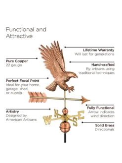 Bald Eagle Copper Weathervane -Deals The Garden & Yard Store 8600276 02v