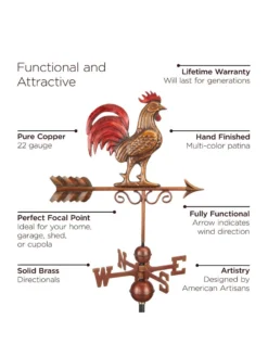 Bantam Rooster Copper Weathervane -Deals The Garden & Yard Store 8600280 05v