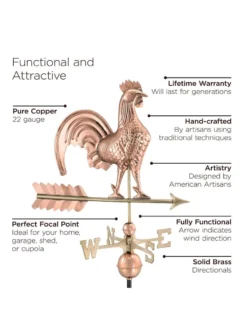 Rooster Copper Weathervane -Deals The Garden & Yard Store 8600283 02v