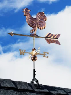 Rooster Cottage Copper Weathervane With Roof Mount -Deals The Garden & Yard Store 8600284 02v