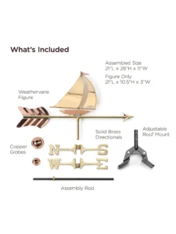 Sailboat Cottage Copper Weathervane With Roof Mount -Deals The Garden & Yard Store 8600347 01v