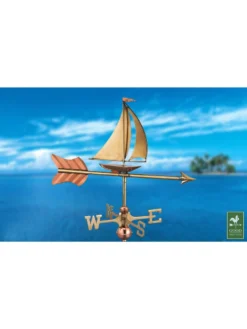 Sailboat Garden Copper Weathervane With Pole -Deals The Garden & Yard Store 8600347 03v sailboat cottage copper weathervane roof mount