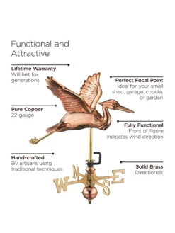 Blue Heron Cottage Copper Weathervane -Deals The Garden & Yard Store 8600375 01v