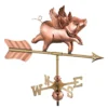 Flying Pig Cottage Copper Weathervane With Roof Mount