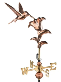 Hummingbird Cottage Copper Weathervane With Roof Mount -Deals The Garden & Yard Store 8600377 01v hummingbird garden copper weathervane pole 1