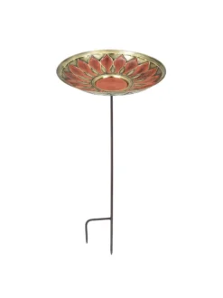 Achla Designs Red African Daisy Birdbath With Stake -Deals The Garden & Yard Store 8609300 02v
