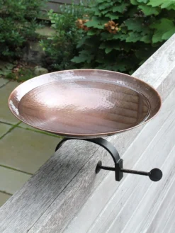 Achla Designs Burnt Copper Birdbath With Over-the-Rail Bracket
