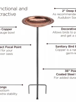 Copper Birdbath With Stake -Deals The Garden & Yard Store 8609876 03V jpg