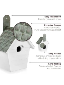 Classic Cottage Bird House With Verdigris Copper Roof -Deals The Garden & Yard Store 8609893 03v