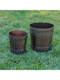 Riveted Planters, Set Of 2 -Deals The Garden & Yard Store 8610032 01v
