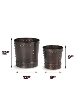 Riveted Planters, Set Of 2 -Deals The Garden & Yard Store 8610032 03v