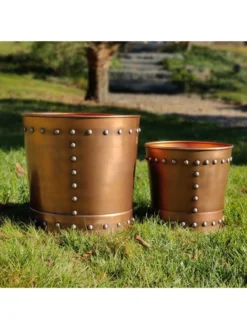 Riveted Planters, Set Of 2 -Deals The Garden & Yard Store 8610032 05v