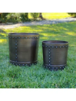 Riveted Planters, Set Of 2 -Deals The Garden & Yard Store 8610081 01v