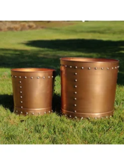 Riveted Planters, Set Of 2 -Deals The Garden & Yard Store 8610081 03v