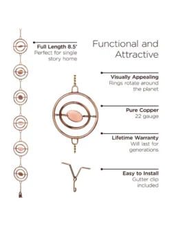 Stellar Copper Rain Chain, 8.5ft -Deals The Garden & Yard Store 8610093 03v