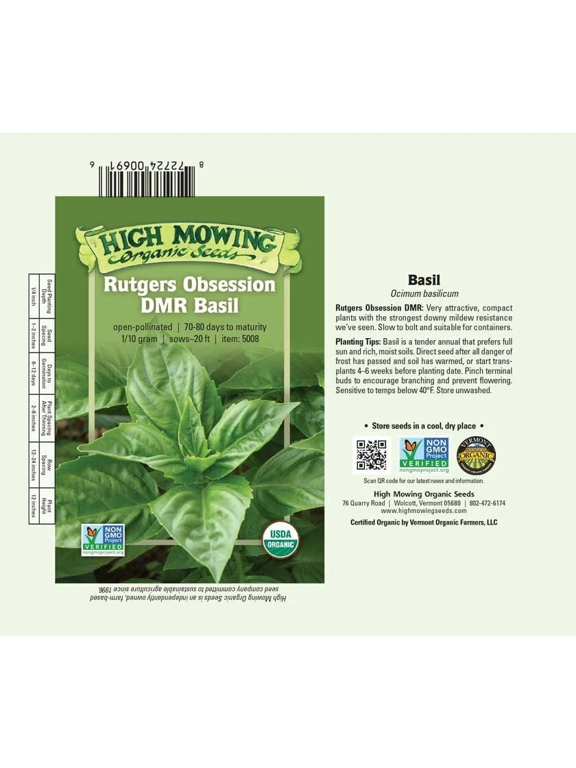 Rutgers Obsession Basil Organic Seeds 2 Rutgers Obsession Basil Organic Seeds - Image 2