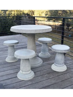 Round Patio Garden Table -Deals The Garden & Yard Store 8610576 01v exaco trading round patio table set with 4 stools 1