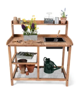 Dynamic Acacia Potting Bench With Soil Reservoir -Deals The Garden & Yard Store 8611009 005