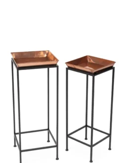 Square Nesting Plant Stands With Trays, Set Of 2 -Deals The Garden & Yard Store 8611014 0924 tif