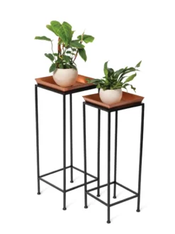 Square Nesting Plant Stands With Trays, Set Of 2 -Deals The Garden & Yard Store 8611014 2872 tif