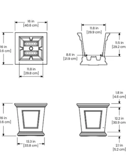 Fairfield Self-Watering Square Planter, 16” X 16” -Deals The Garden & Yard Store 8611695 19V tif