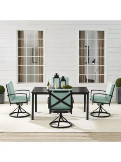 Crosley Kaplan 5Pc Outdoor Dining Set With Swivel Chairs -Deals The Garden & Yard Store 8611955 02v