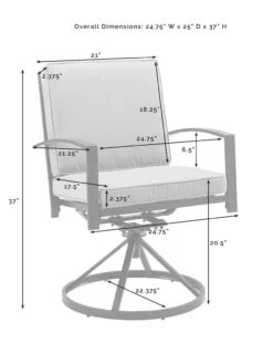 Crosley Kaplan 5Pc Outdoor Dining Set With Swivel Chairs -Deals The Garden & Yard Store 8611955 11v
