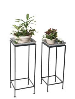 Square Nesting Plant Stands With Galvanized Trays, Set Of 2 -Deals The Garden & Yard Store 8611976 7298 tif
