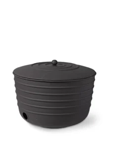 Matte Black Ribbed Hose Pot With Lid -Deals The Garden & Yard Store 8611991 5867 tif
