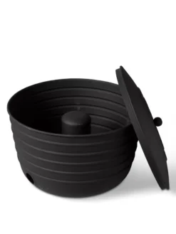 Matte Black Ribbed Hose Pot With Lid -Deals The Garden & Yard Store 8611991 5868 tif