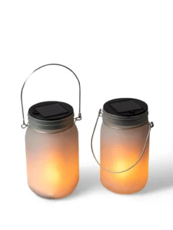 Solar Glass Jar Lantern, Set Of 2 -Deals The Garden & Yard Store 8612012 5856 tif
