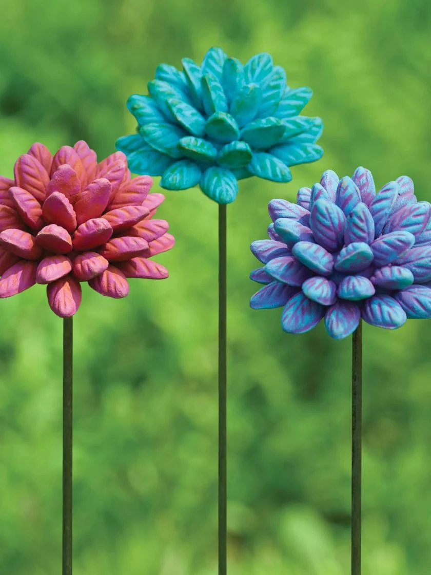 Dahlia Flower Garden Stakes Set 2 Dahlia Flower Garden Stakes Set - Image 2