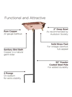 Copper Bathtub Birdbath -Deals The Garden & Yard Store 8612202 06v