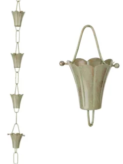 Fluted Flower Pure Copper Rain Chain, 8.5' -Deals The Garden & Yard Store 8612742 02v