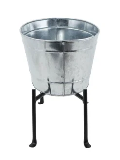 Achla Designs Mini Oval Galvanized Tub With Folding Stand 8 Achla Designs Mini Oval Galvanized Tub With Folding Stand -Deals The Garden & Yard Store 8612906 05v