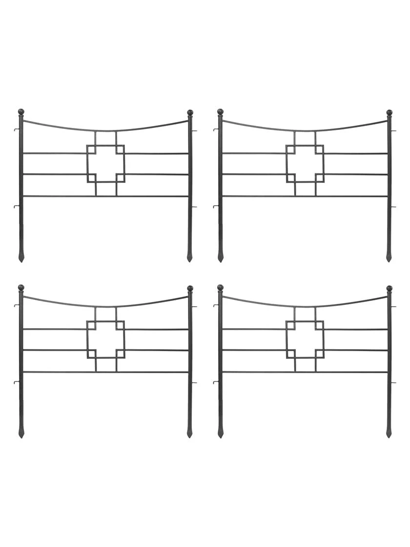 Achla Designs Square-on-Squares Fence Sections, Set Of 4 1 Achla Designs Square-on-Squares Fence Sections, Set Of 4