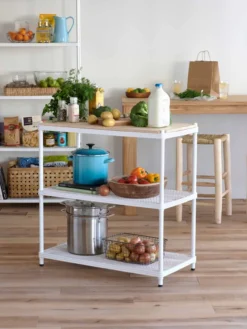 MeshWorks © 3 Tier Plant Shelving With Wood Top