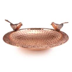 Pure Copper Bird Bath With Two Copper Birds And Tree Multipronged Garden Pole -Deals The Garden & Yard Store 8613379 05v scaled