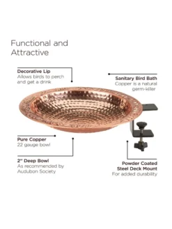 Pure Copper Bird Bath Deck Mount -Deals The Garden & Yard Store 8613381 05v