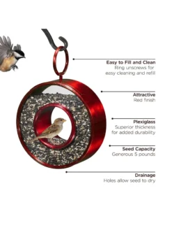 Circle Fly-Thru™ Bird Feeder With A Ruby Red Finish -Deals The Garden & Yard Store 8613383 03v